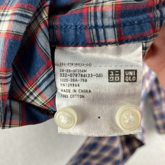 Uniqlo Button-Up Shirt Mens XS X-Small Multicolor Plaid Long Sleeve Pocket - Picture 14 of 15